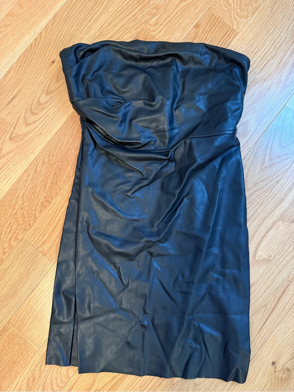 Free People Strapless Black Faux Leather Dress